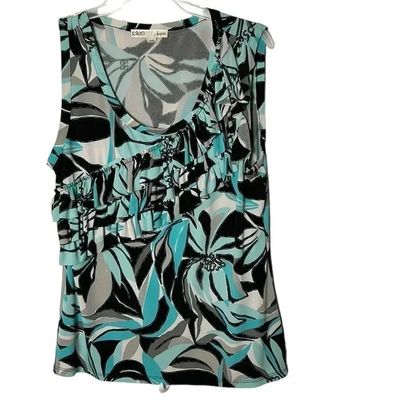 CLEO. Y2K, tank top,frills,floral,cottagecore,boho,artsy,feminine,diagonal frill - Picture 5 of 15